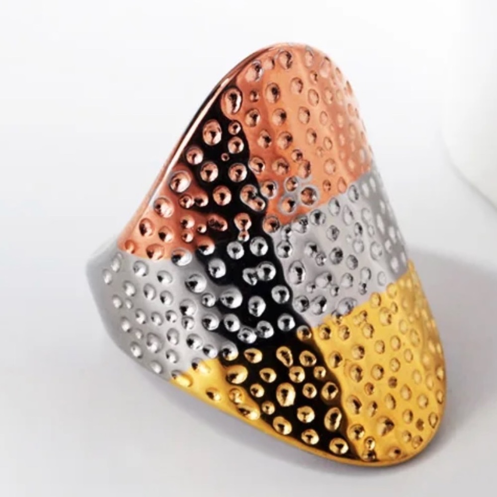 Stainless steel gold silver copper tone ring NWT SZ 8